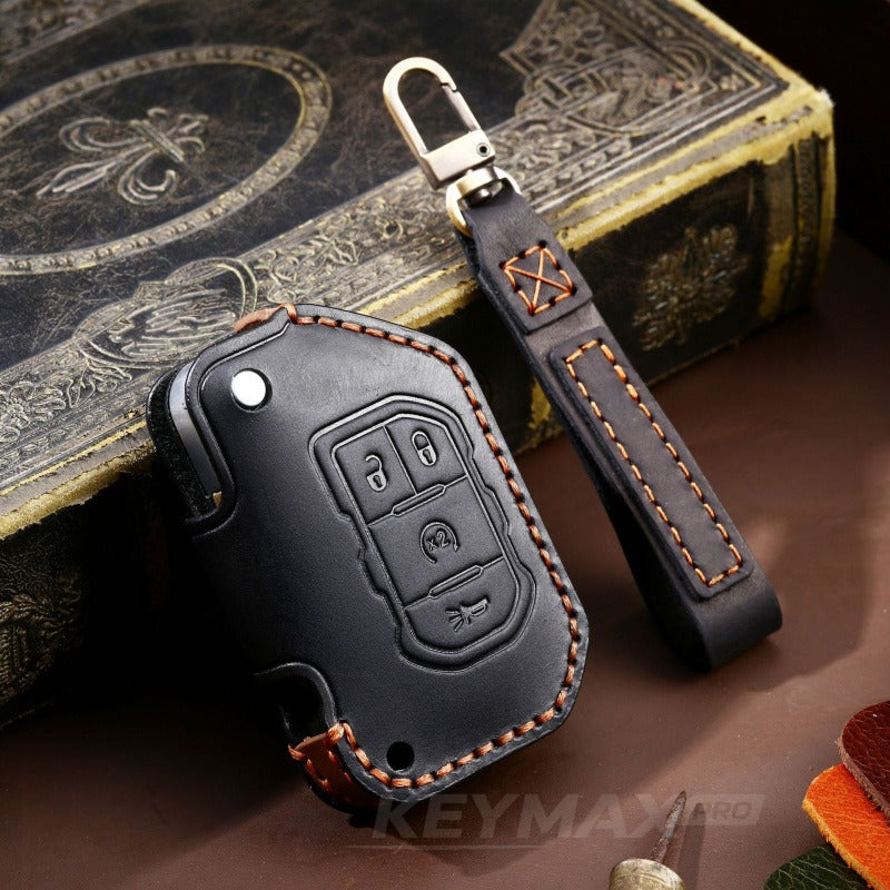 Jeep Wrangler Leather Key Case(#JE172) - Black / Key-4