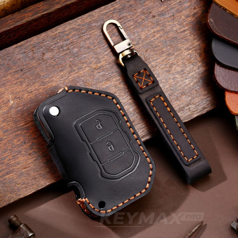 Jeep Wrangler Leather Key Case(#JE172) - Black / Key-2