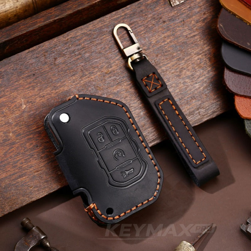 Jeep Wrangler Leather Key Case(#JE172) - Black / Key-4