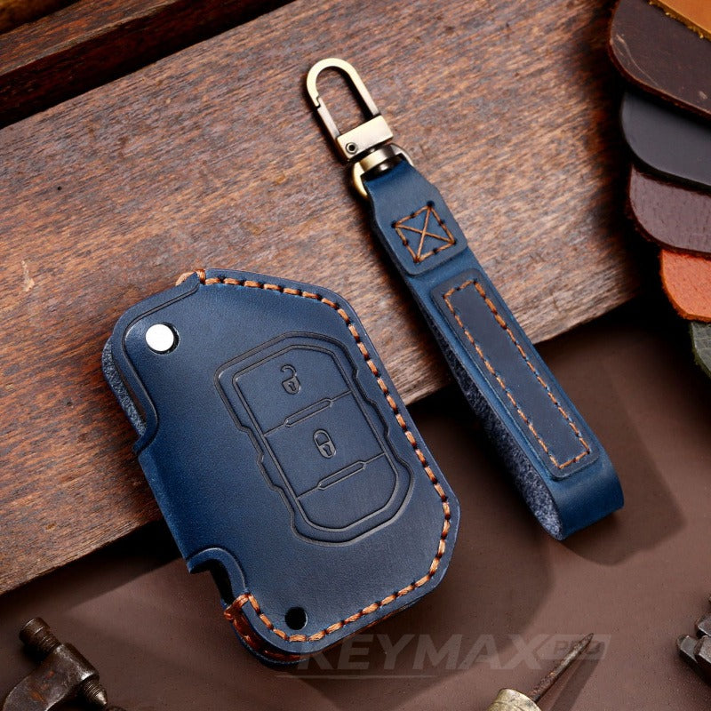 Jeep Wrangler Leather Key Case(#JE172) - Blue / Key-2
