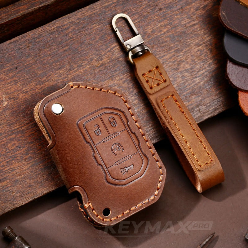 Jeep Wrangler Leather Key Case(#JE172) - Brown / Key-4