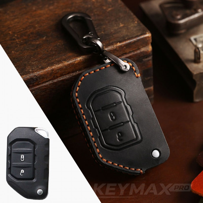 Jeep Wrangler Sahara Rubicon Leather Key Case(#JE176) - Key-2 / Black