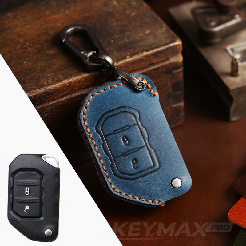 Jeep Wrangler Sahara Rubicon Leather Key Case(#JE176) - Key-2 / Blue