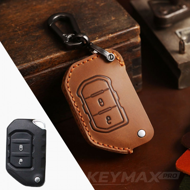 Jeep Wrangler Sahara Rubicon Leather Key Case(#JE176) - Key-2 / Brown