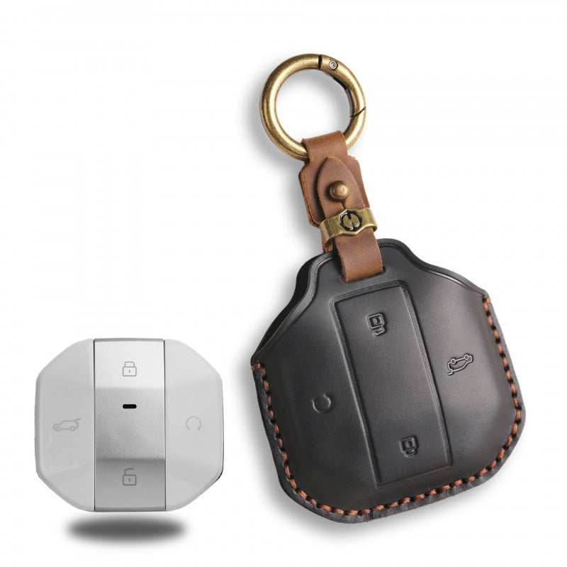 Jetour Traveler Handmade Leather Key Case Genuine Cowhide Cover(#JE108) - Black