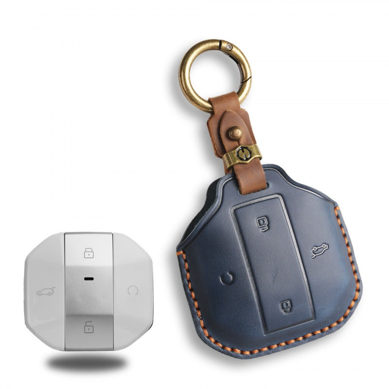 Jetour Traveler Handmade Leather Key Case Genuine Cowhide Cover(#JE108) - Blue