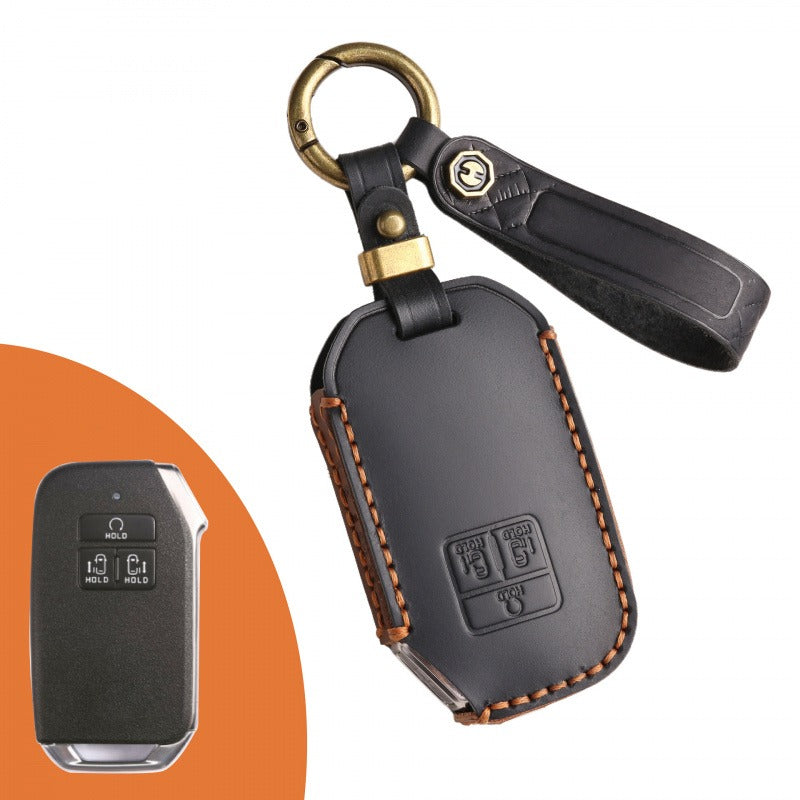 Kia Carnival Handmade Leather Key Case(#KA232) - Black