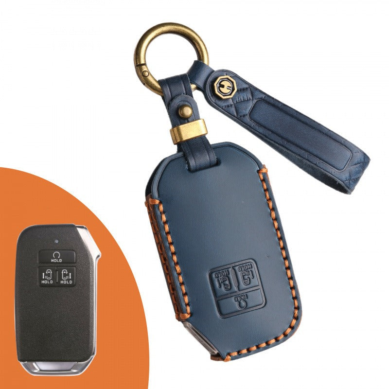Kia Carnival Handmade Leather Key Case(#KA232) - Blue