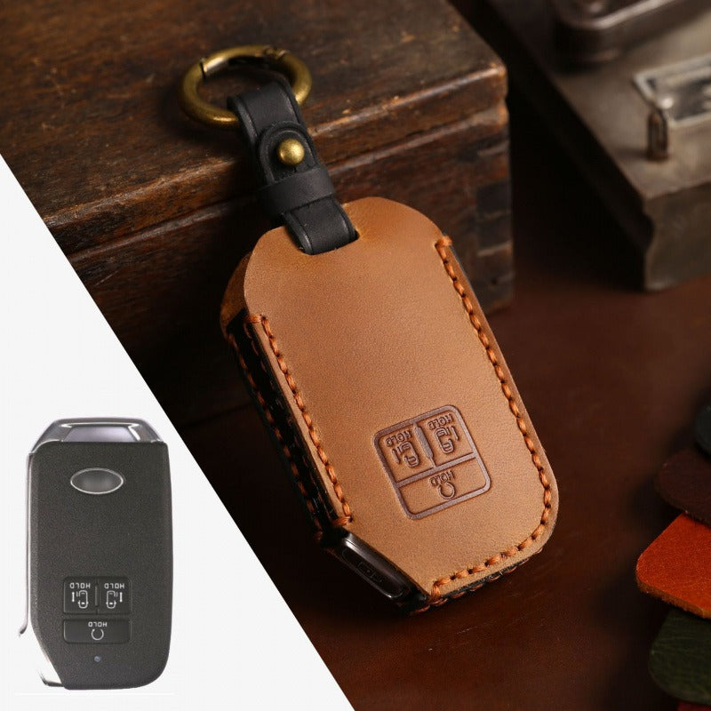 Kia Carnival Leather Key Case(#KA204) - Brown