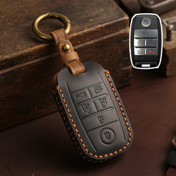 KIA Carnival MPV Handmade Leather Key Case（#KA239） - Black