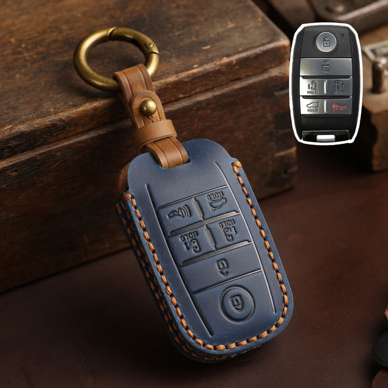 KIA Carnival MPV Handmade Leather Key Case（#KA239） - Blue