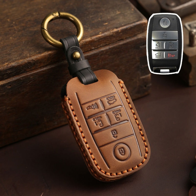KIA Carnival MPV Handmade Leather Key Case（#KA239） - Brown