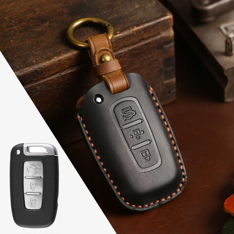 KIA Crazy Horse Leather Key Case（#KA224） - Black