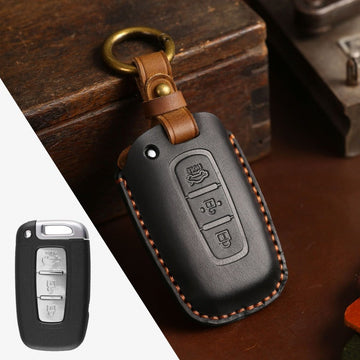 KIA Crazy Horse Leather Key Case（#KA224） - Black