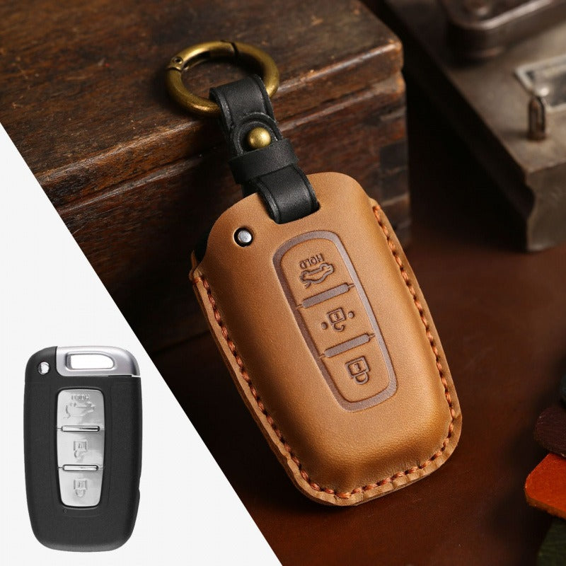 KIA Crazy Horse Leather Key Case（#KA224） - Black