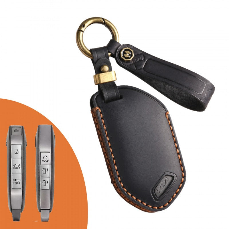 KIA Handmade Genuine Leather Key Case（#KA223） - Key-7 / Black
