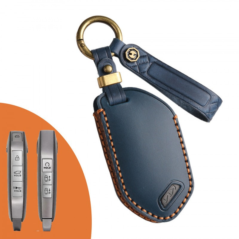 KIA Handmade Genuine Leather Key Case（#KA223） - Key-7 / Blue