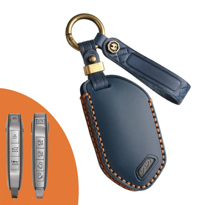 KIA Handmade Genuine Leather Key Case（#KA223） - Key-9 / Blue