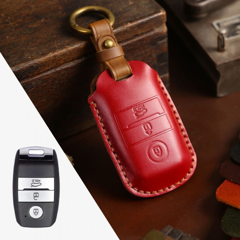 Kia K3/ K4/ K5/ KX3/ KX5 Crazy Horse Leather Key Case(#KA234) - Red