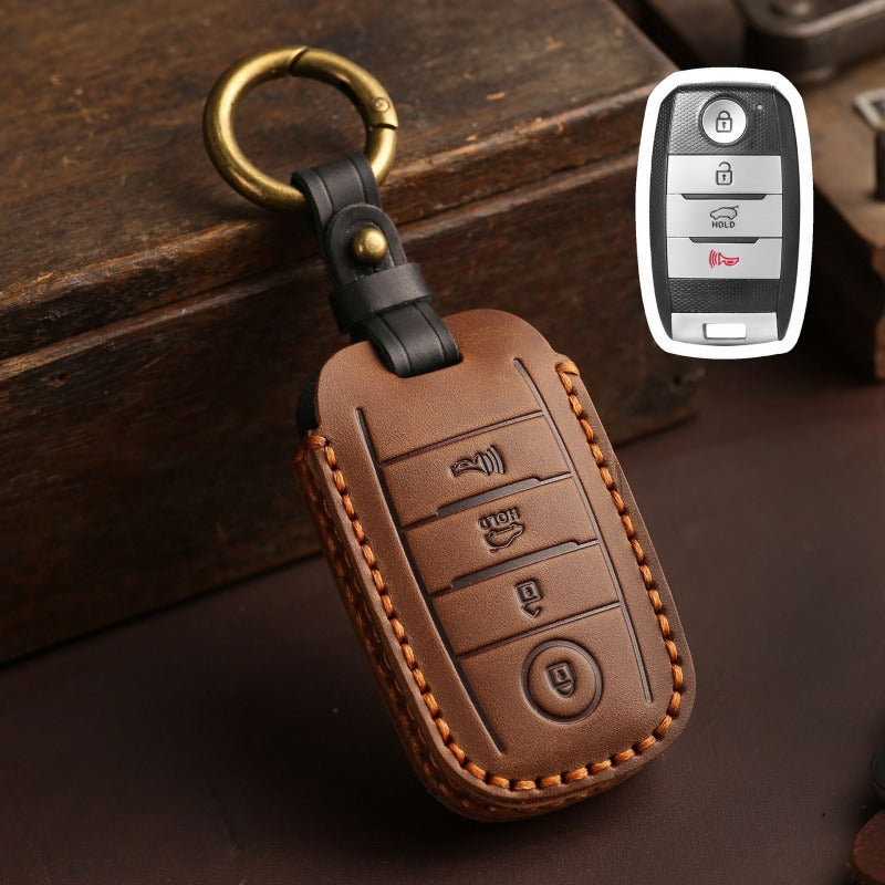 Kia K3 K4 K5 Sportage Leather Key Case(#KA203) - key-4 / Brown