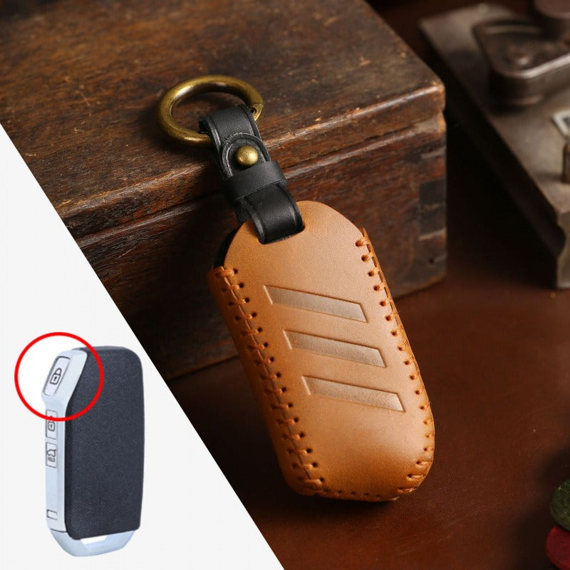 Kia K5 K3 Sportage Leather Key Case(#KA208) - Type-A / Brown