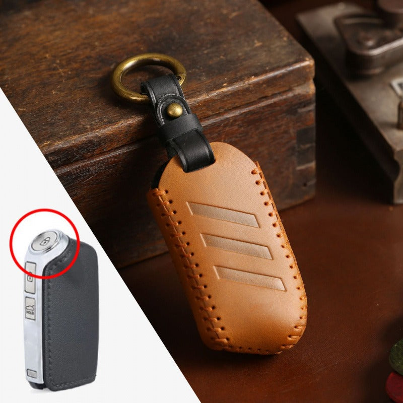 Kia K5 K3 Sportage Leather Key Case(#KA208) - Type-B / Brown
