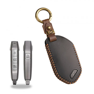 Kia New Model Leather Key Case(#KA207) - Key-5 / Black