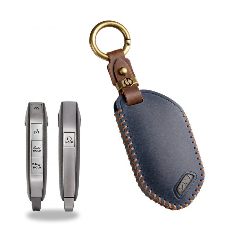 Kia New Model Leather Key Case(#KA207) - Key-5 / Blue