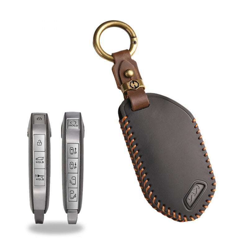 Kia New Model Leather Key Case(#KA207) - Key-9 / Black