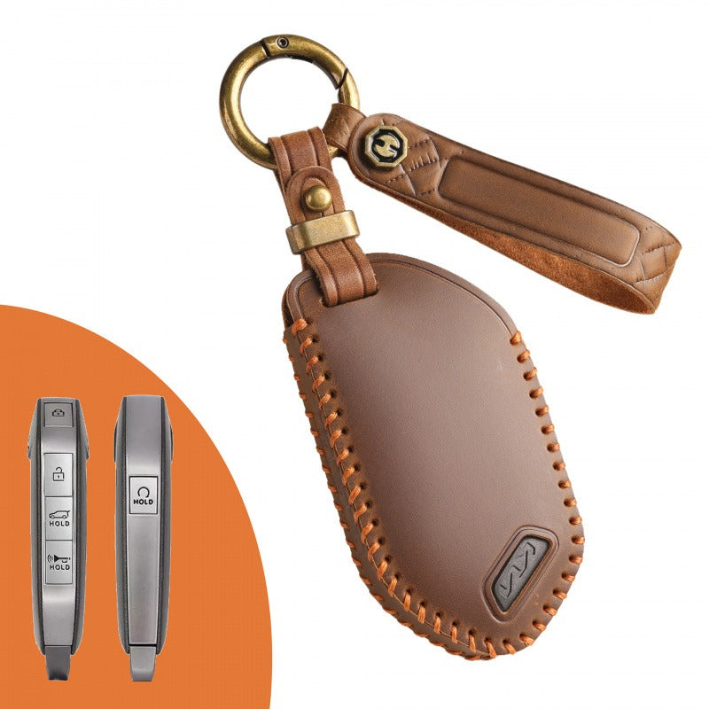 KIA Premium Genuine Leather Key Case Collection(#KA218) - Key-5 / Brown