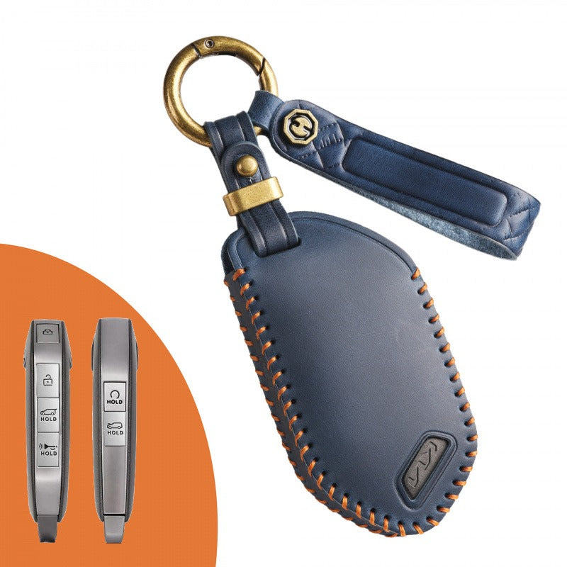 KIA Premium Genuine Leather Key Case Collection(#KA218) - Key-6 / Blue