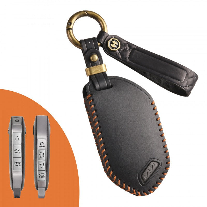 KIA Premium Genuine Leather Key Case Collection(#KA218) - Key-8 / Black