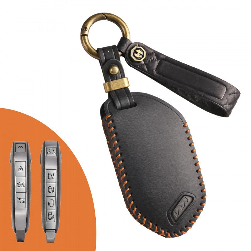 KIA Premium Genuine Leather Key Case Collection(#KA218) - Key-9 / Black