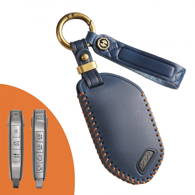 KIA Premium Genuine Leather Key Case Collection(#KA218) - Key-9 / Blue