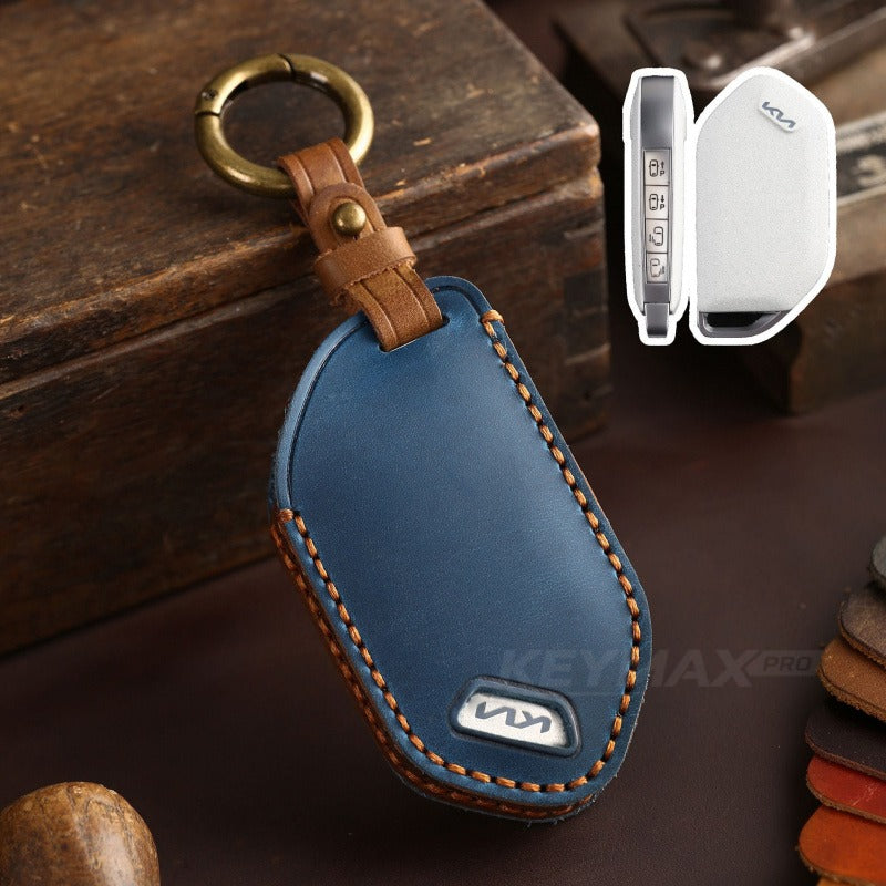 KIA Premium Genuine Leather Key Case(#KA013) - Blue / 9-key
