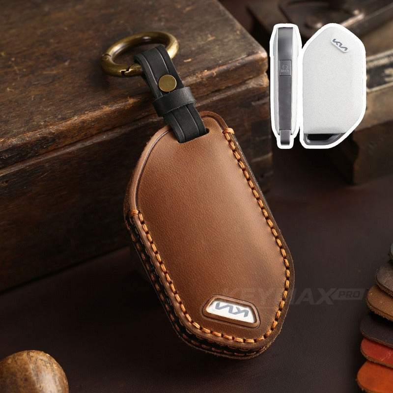 KIA Premium Genuine Leather Key Case(#KA013) - Brown / 5-key
