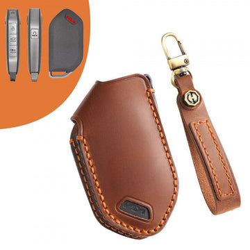 Kia Sorento Carnival Leather Key Case(#KA206) - Key-5 / Brown