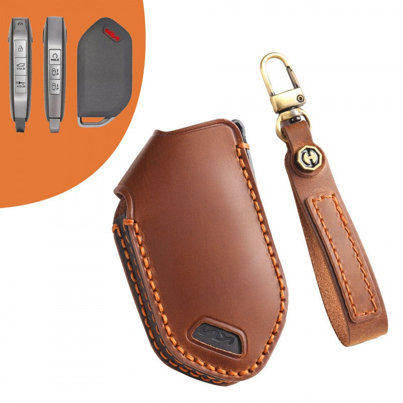 Kia Sorento Carnival Leather Key Case(#KA206) - Key-7 / Brown