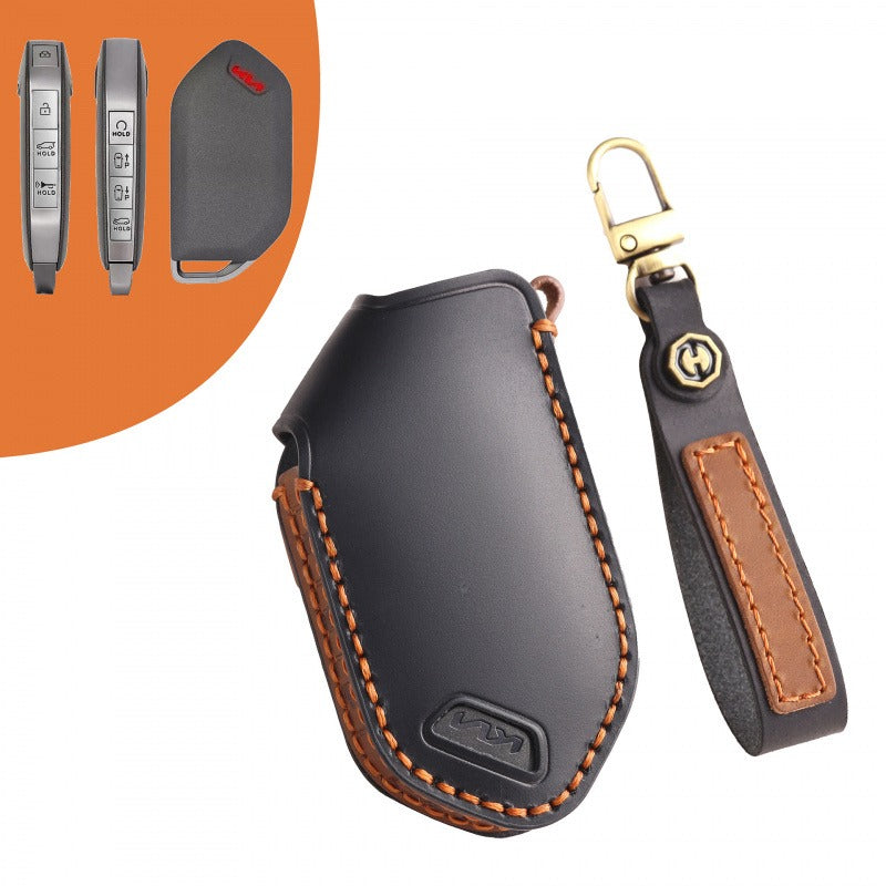 Kia Sorento Carnival Leather Key Case(#KA206) - Key-8 / Black