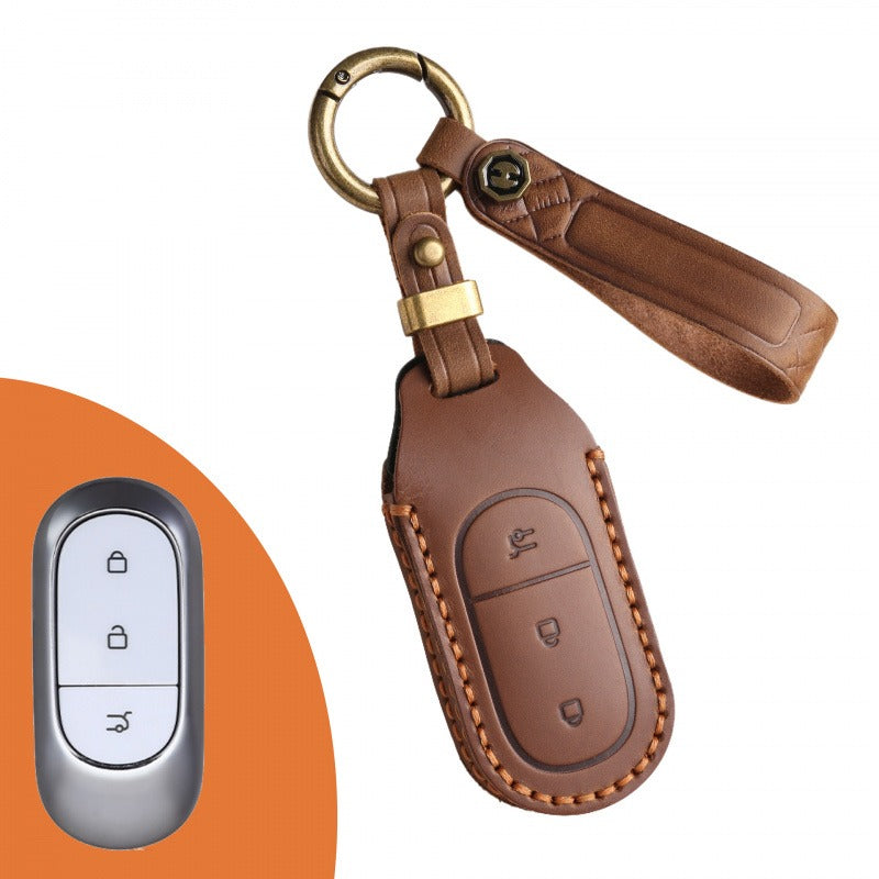 Leapmotor T03 C11 S01 C01 Leather Key Case(#LE131) - Brown
