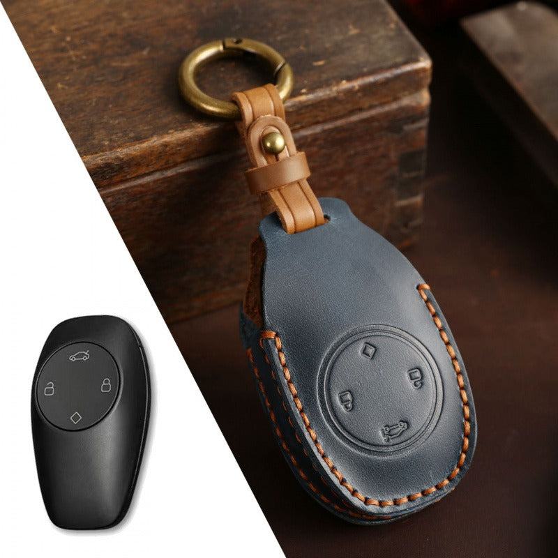 Leapmotor T03 Handmade Leather Key Case(#LE129) - Blue
