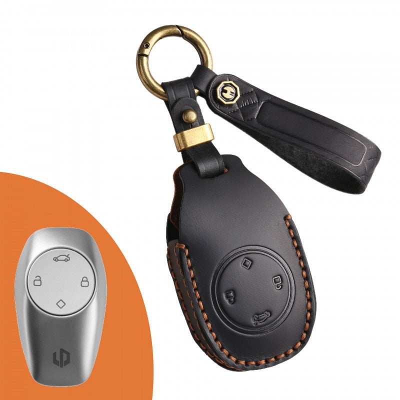 Leapmotor T03 Handmade Leather Key Case(#LE132) - Black