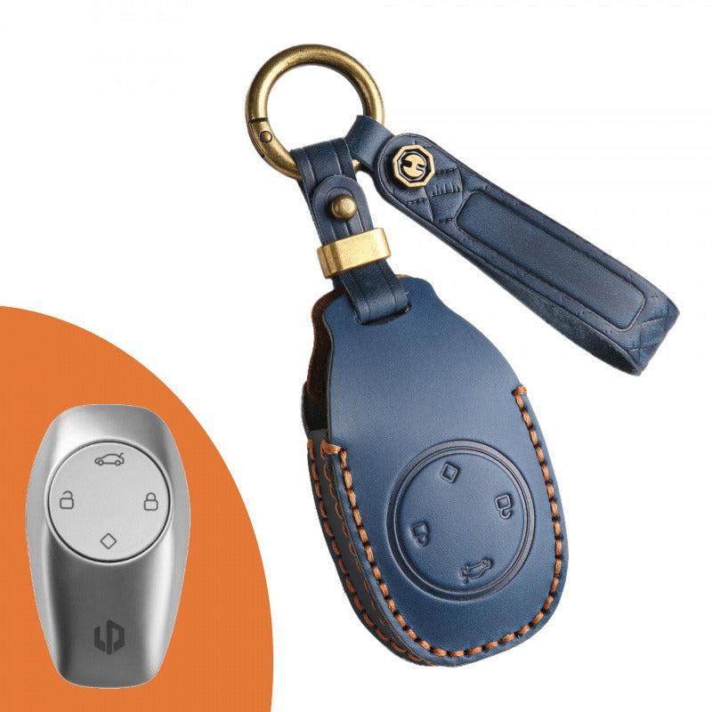 Leapmotor T03 Handmade Leather Key Case(#LE132) - Blue