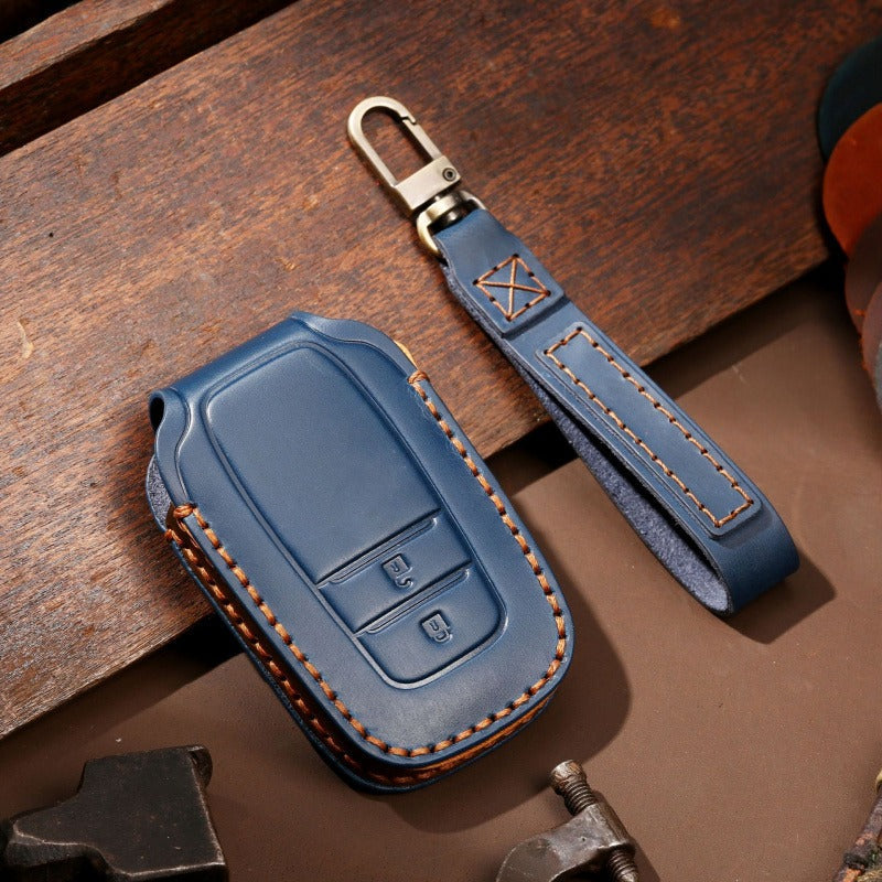 Leather Key Case for Toyota Sienna & Tundra (#TA04) - A-2-key / Blue