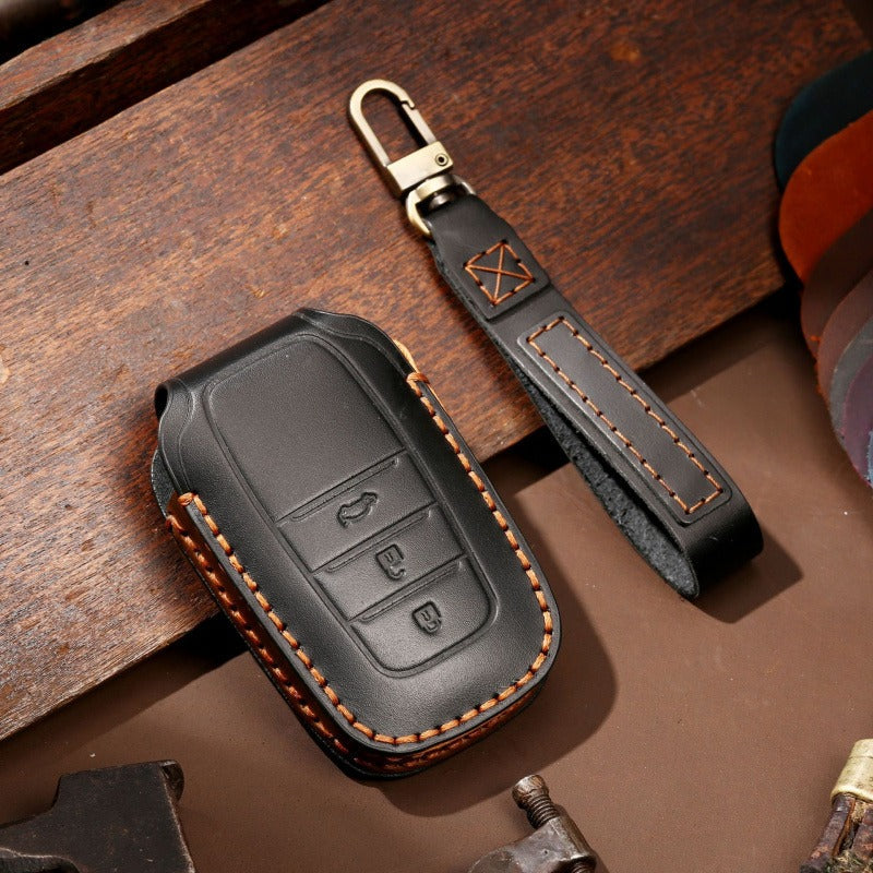 Leather Key Case for Toyota Sienna & Tundra (#TA04) - B-3-key / Black