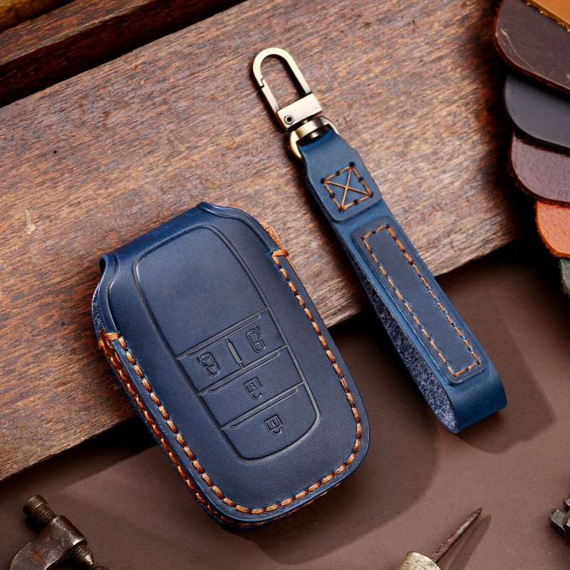 Leather Key Case for Toyota Sienna & Tundra (#TA04) - C-4-key / Blue