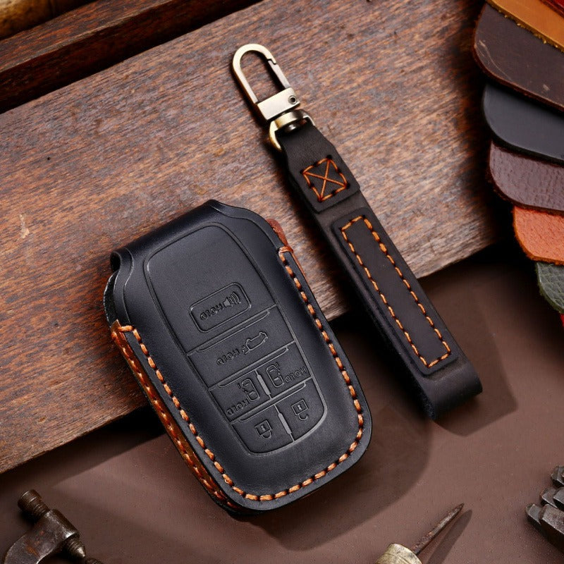 Leather Key Case for Toyota Sienna & Tundra (#TA04) - F-6-key / Black