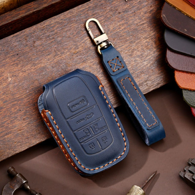 Leather Key Case for Toyota Sienna & Tundra (#TA04) - F-6-key / Blue