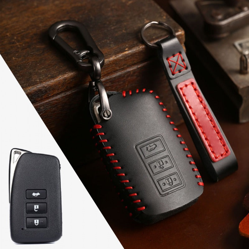 Lexus ES300h RX360 NX Crazy Horse Leather Key Case（#LE321） - Key-3 / Black
