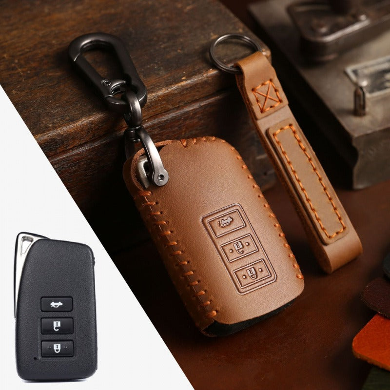 Lexus ES300h RX360 NX Crazy Horse Leather Key Case（#LE321） - Key-3 / Brown